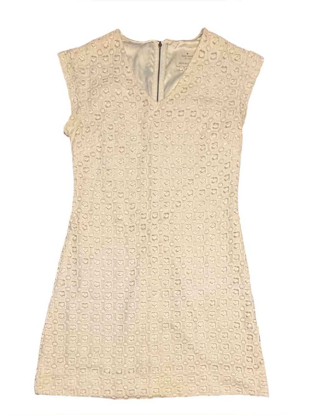 kate spade Cotton Cream Eyelet Lace Cap Sleeve V neck Dress Size 2/XS - Picture 1 of 8